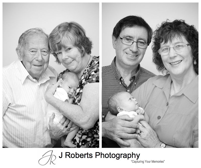Grandparents portraits with baby girl - sydney baby portrait photography